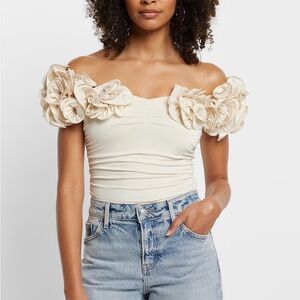 Express Cream Puff Sleeve Ruched Blouse